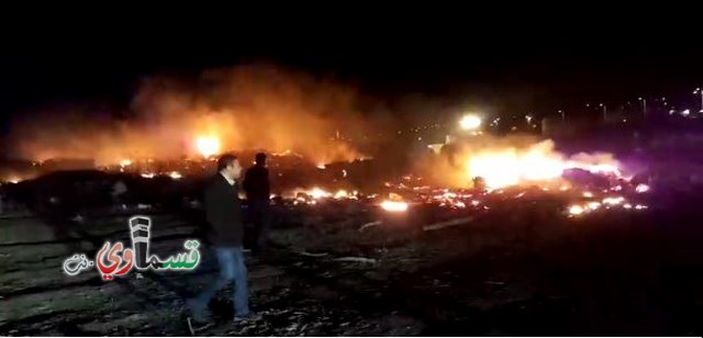 فيديو: حريق بين باقة وجت يلتهم سيارات مستعملة والشرطة تمنع الاقتراب من المنطقة